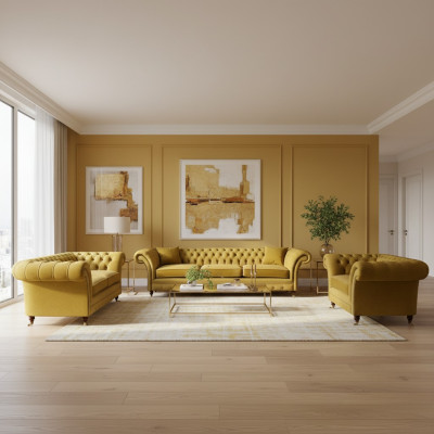 Chesterfield bankstel set luxe complete woonkamer meubilair inrichting