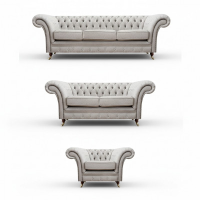 Woonkamer bankstellen Compleet fauteuil Luxe zitplaats Grijs Chesterfield gestoffeerde meubels