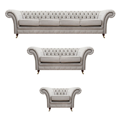 Chesterfield grijze set luxe meubels bankstellen volledige woonkamer