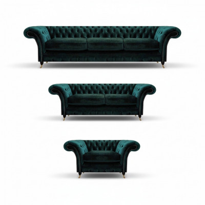 Woonkamer luxe inrichting compleet bankstellen banken Chesterfield gestoffeerd 3+2+1