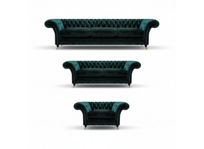 Woonkamer luxe inrichting compleet bankstellen banken Chesterfield gestoffeerd 3+2+1