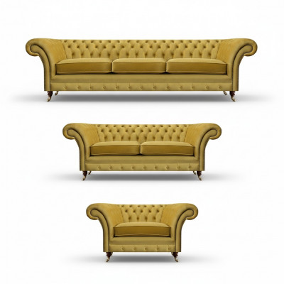 Sofaset Luxe Set 3-delig gestoffeerde meubels Inrichting Chesterfield banken 3+2+1