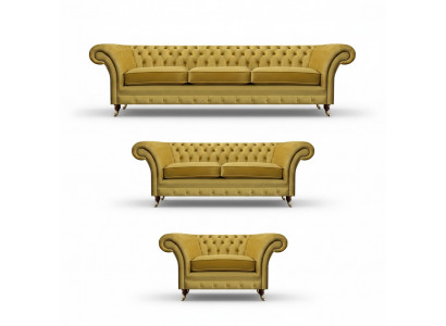 Sofaset Luxe Set 3-delig gestoffeerde meubels Inrichting Chesterfield banken 3+2+1