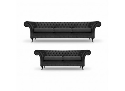 Chesterfield meubels voor woonkamerbankstelset van 2 stuks compleet interieur 3+2