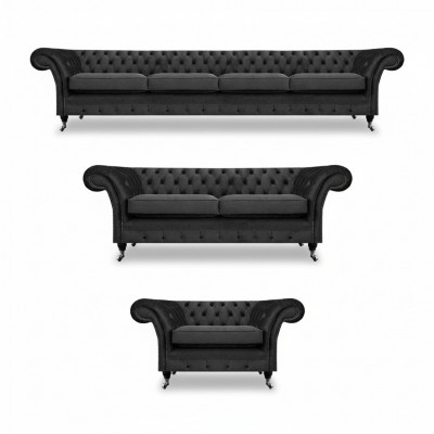 Compleet set Chesterfield bankstellen inrichting bankstel fauteuil woonkamer 4+2+1