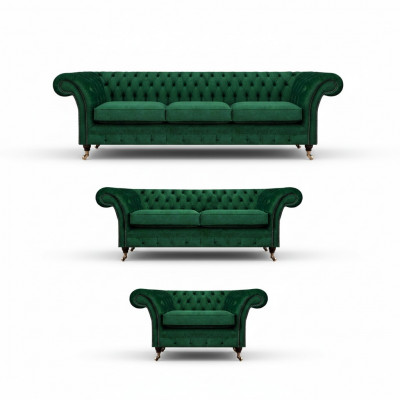 Chesterfield bankstel 3-delig gestoffeerd meubilair Groen Inrichting Woonkamer 3+2+1 Chesterfield bankstel 3-delig gestoffeerd meubilair Groen Inrichting Woonkamer 3+2+1