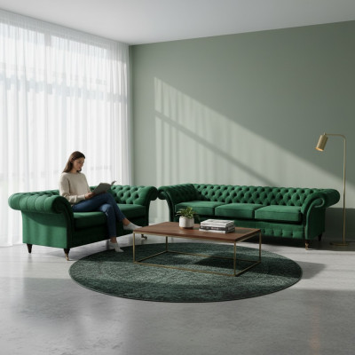 Sofa set 2-delig Bankstellen Chesterfield woonkamer banken 3+2 Zitmeubels
