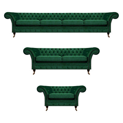 Meubels groen bankstellen Chesterfield fauteuils woonkamer 4+2+1 bankstel