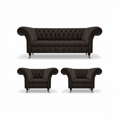 Zitbank Chesterfield woonkamerset 3-delig Luxe Compleet Designer