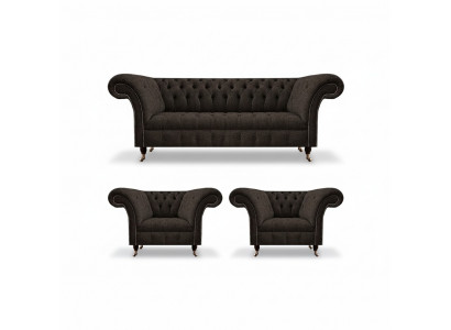 Zitbank Chesterfield woonkamerset 3-delig Luxe Compleet Designer