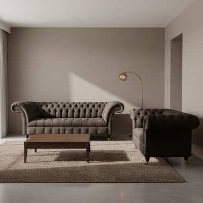 Ontwerper Complete luxe bankstellen Gestoffeerde bankontwerper Complete Chesterfield
