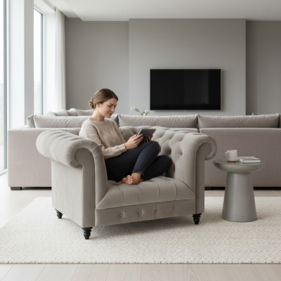 Chesterfield fauteuil woonkamer gestoffeerde meubels zitting gestoffeerde fauteuil nieuw interieur
