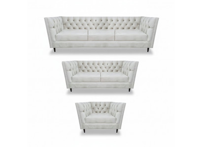 Ontwerp Compleet Wit Meubel Woonkamer Set 3-delig Luxe Gestoffeerde Meubels Chesterfield