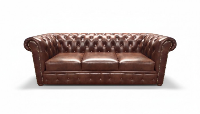 Lederen sofa driezits bruin bankstel uitrusting gestoffeerde meubels Chesterfield