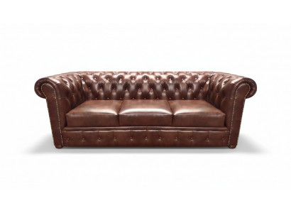 Lederen sofa driezits bruin bankstel uitrusting gestoffeerde meubels Chesterfield