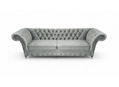 Bekleding Grijs Bank Tweezitsbank Couch Designer Woonkamer Meubels Chesterfield