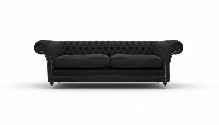Gestoffeerde meubelen Zwart gestoffeerde bank Designersofa Tweezitter Bank Nieuw Chesterfield