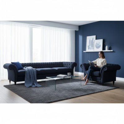 Designer Set Bankstel Driezits Bankstel Fauteuil Gestoffeerde Meubels Nieuw Chesterfield