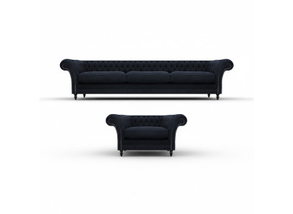 Designer Set Bankstel Driezits Bankstel Fauteuil Gestoffeerde Meubels Nieuw Chesterfield