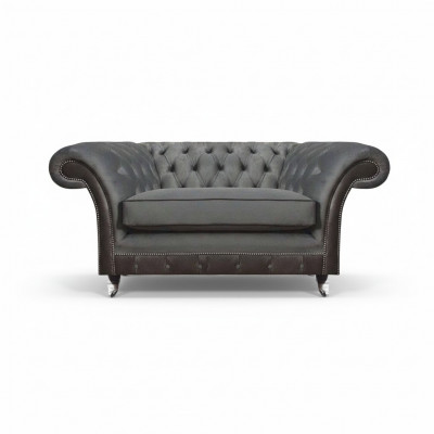 Grau gestoffeerde meubelen fauteuil designer inrichting woonkamer nieuw Chesterfield