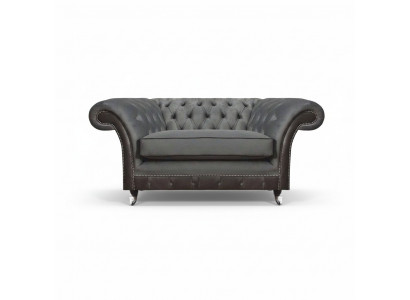 Grau gestoffeerde meubelen fauteuil designer inrichting woonkamer nieuw Chesterfield