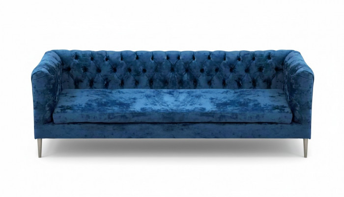 Moderne gestoffeerde bank driezitsbank inrichting Chesterfield textiel stof