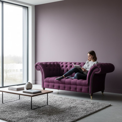 Lila Tweezitsbank Sofa Woonkamer Meubilair Gestoffeerde Meubels Chesterfield