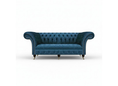 Blauwe Textiel Chesterfield Driezitsbank Sofa Zitmeubel Designer Modern Nieuw