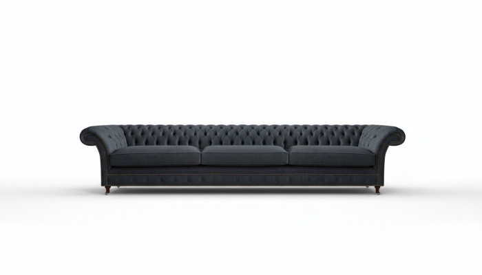 Luxueuze zwarte Chesterfield textielbank woonkamer elegante stoffen sofa's