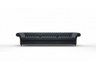 Luxueuze zwarte Chesterfield textielbank woonkamer elegante stoffen sofa's