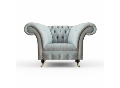 Chesterfield lichtgrijze fauteuil moderne woonkamer bekleding zitmeubels