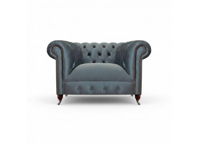 Chesterfield grijze stoffen fauteuil woonkamer textiel eenzitter elegante stoel