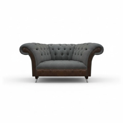 Woonkamer Grijs-Bruine Chesterfield 2-Zits Textielbanken Luxe Meubels