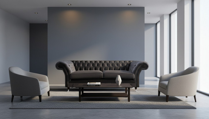Luxueuze Chesterfield zwarte tweezitsbank woonkamer meubels bank.