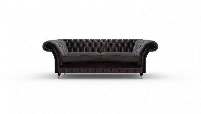 Luxueuze Chesterfield zwarte tweezitsbank woonkamer meubels bank.