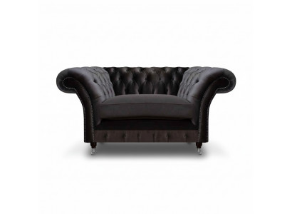 Chesterfield zwarte gestoffeerde fauteuil luxe zitmeubel moderne 1-zitter.
