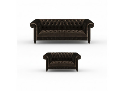 Bruine Chesterfield zitmeubels woonkamer 2-zits luxe driezits 2-delig