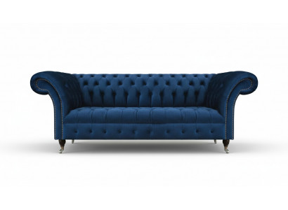 Donkerblauwe Chesterfield woonkamer bank designer driezitter meubelstuk