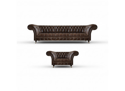 Bruin Chesterfield kunstleren meubels woonkamer driezitter 2-zitter