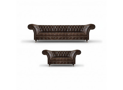 Bruine Chesterfield kunstleren sofa's designer woonkamer banken 2-delig