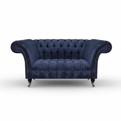 Chesterfield Blauwe Gestoffeerde Bankstel Woonkamer 2-Zits Luxe Elegante Zitmeubels