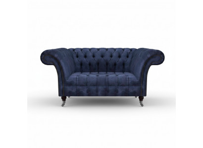 Chesterfield Blauwe Gestoffeerde Bankstel Woonkamer 2-Zits Luxe Elegante Zitmeubels