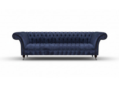 Blauwe Chesterfield zitmeubels woonkamer vierzitsbank gestoffeerde sofa's