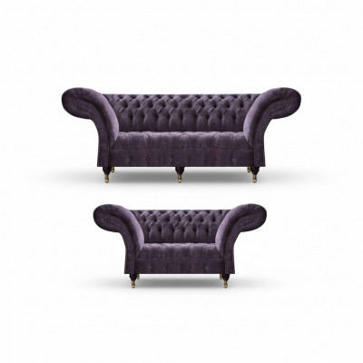 Edle Chesterfield Lila Woonkamersofa's Bekleding Zitmeubilair Houten Frame