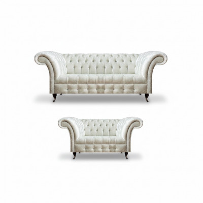 Complete witte Chesterfield bankstel moderne 3-zits luxe 2-zits