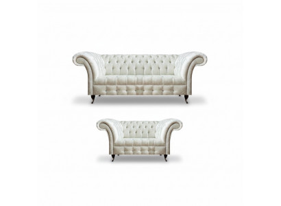Complete witte Chesterfield bankstel moderne 3-zits luxe 2-zits