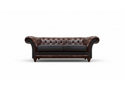 Bruin-grijze Chesterfield luxe tweezitsbank woonkamer gestoffeerde banken