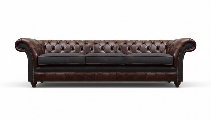 Braun-grijze Chesterfield driezits woonkamer bankstellen luxe bank