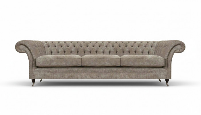 Lichtgrijze Chesterfield zitbank gestoffeerde meubelen designer driezitsbank.