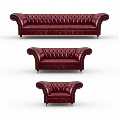 Donkerrood Chesterfield leren bankstel designer leren sofa's zitbanken